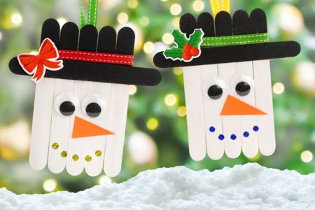 bonhomme de neige batonnet en bois DIY enfants - Activités manuelles bricolages de Noël – 10doigts.fr