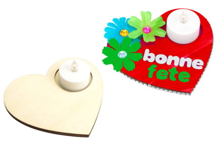 Bougeoir coeur noël - Bougeoirs en bois – 10doigts.fr