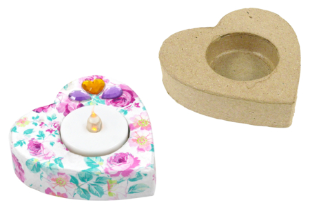 bougeoir papier maché coeur - Bougeoirs et photophores – 10doigts.fr