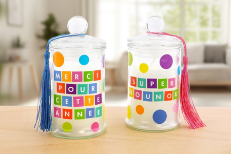 bougie personnalisée cadeau maitresse école - Activités manuelles cadeaux maitresses, maitres, ATSEM, AESH, nounous... – 10doigts.fr