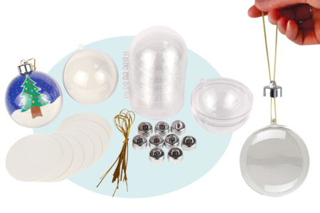 Boules en plastique transparent 3 en 1 - Boules de Noël DIY – 10doigts.fr