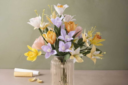 Bouquet Pastel Printanier à Créer - Fleurs en crépon – 10doigts.fr