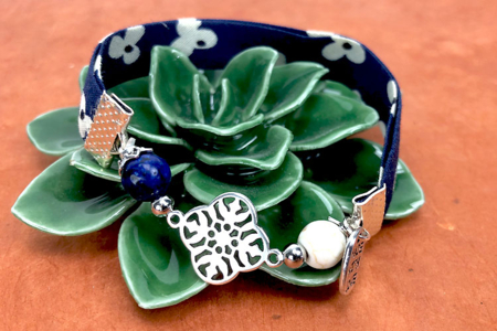 bracelet biais bleu - Fermoirs bijoux – 10doigts.fr