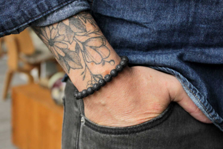 bracelet homme perle de lave - Perles Naturelles – 10doigts.fr