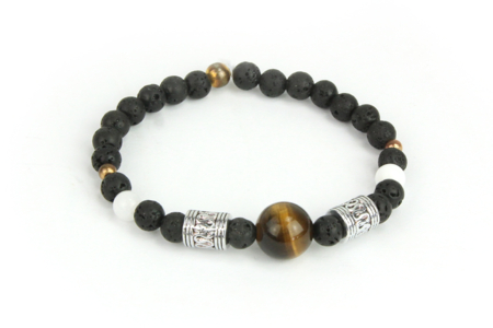 bracelet lave oeil tigre - Perles Naturelles – 10doigts.fr