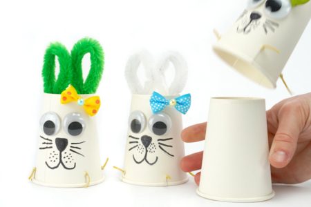 Brciolage enfant Paques Lapin Bondissant - Activités manuelles DIY Pâques – 10doigts.fr