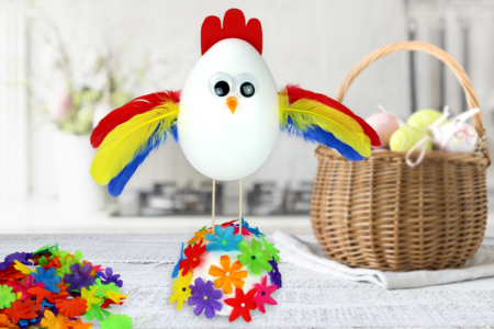 Becs et pattes de poussin à planter - 8 pcs - Yeux mobiles – 10doigts.fr