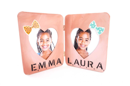 cadre double coeur ruban et lettre - Gommettes Réalistes – 10doigts.fr