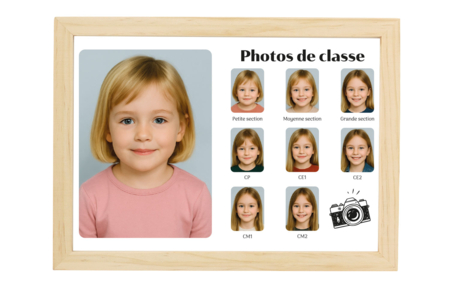 Cadre en bois "Photos de classe" à personnaliser - Cadres photos à décorer – 10doigts.fr