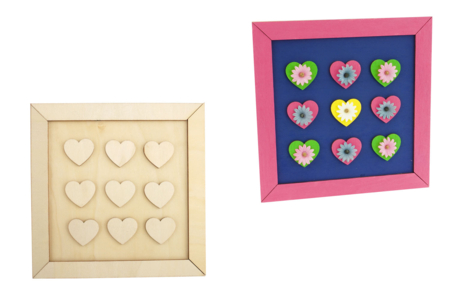Cadre petits coeurs en bois - Objets pour le bureau – 10doigts.fr