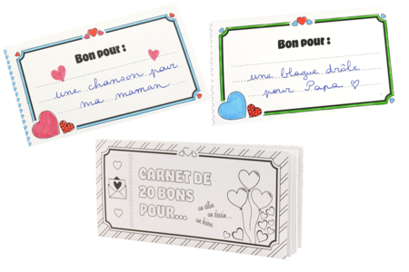 Carnet de 20 bons à colorier maman - Livres de coloriage et dessins – 10doigts.fr