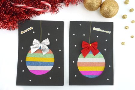 Carte de vœux boule de Noël - Activités manuelles cartes de Noël – 10doigts.fr