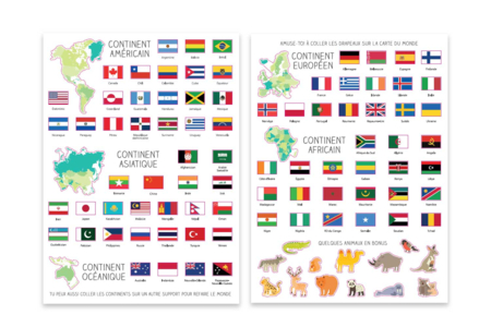 carte du monde + gommettes  - Kits éducatifs – 10doigts.fr