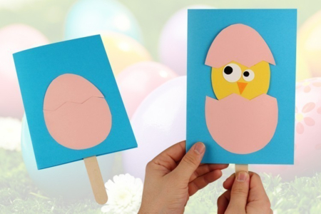 Carte poussin pop up Pâques - Activités manuelles DIY Pâques – 10doigts.fr