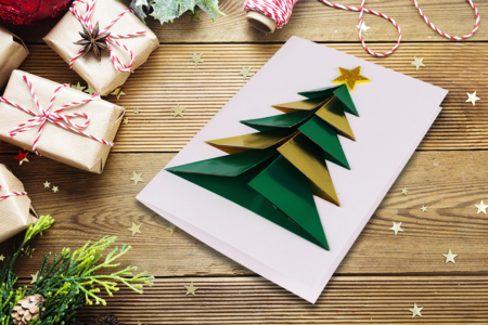 Carte sapin origami 3D - Noël - 10 Doigts