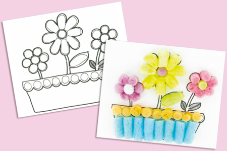 Cartes à colorier ou à décorer avec des flocons de maïs - Activités manuelles flocons de maïs – 10doigts.fr