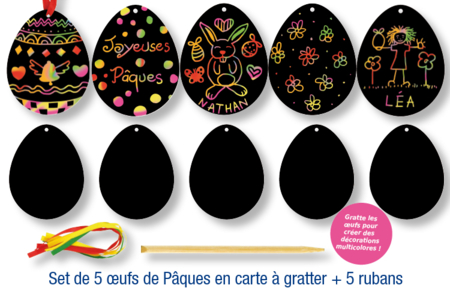 Cartes à gratter : oeufs de Pâques - Activités manuelles arc-en-ciel – 10doigts.fr