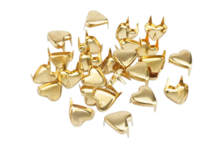 Clous cœurs Dorés - 1 lot (25 clous) - Clous et rivets – 10doigts.fr