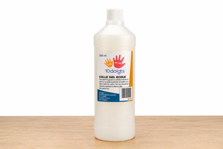 Colle Gel école - flacon de 1 litre - Colles scolaires : bâton, blanche, gel et colle forte – 10doigts.fr
