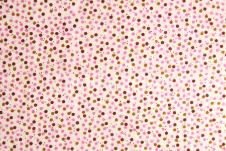 Coupon de tissu en coton imprimé (43 x 53 cm) - Pois rose et marron - Coupons de tissus – 10doigts.fr