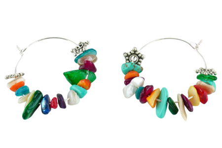 créoles pierres semi precieuses - Boucles d'oreilles – 10doigts.fr