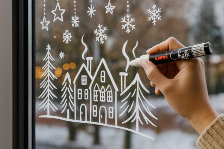 décoration chalk posca sur fenêtres - Craies, tableaux, ardoises – 10doigts.fr
