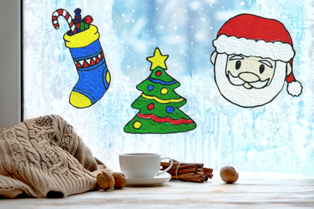 décoration fenêtres noël enfants - Activités manuelles peinture – 10doigts.fr