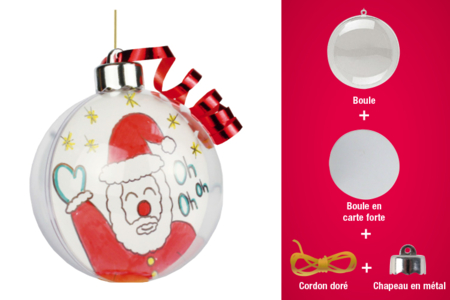 Décos de Noël à suspendre : boules en plastique transparent 3 en 1  - Boules de Noël DIY – 10doigts.fr