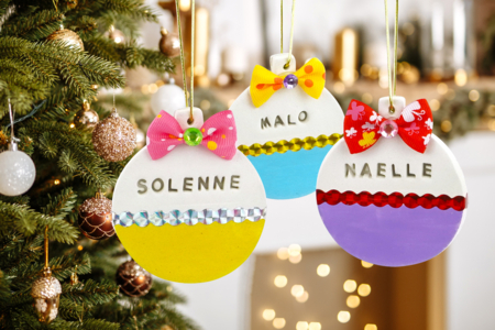 DIY boule de noël prénom enfants - Activités manuelles Noël – 10doigts.fr