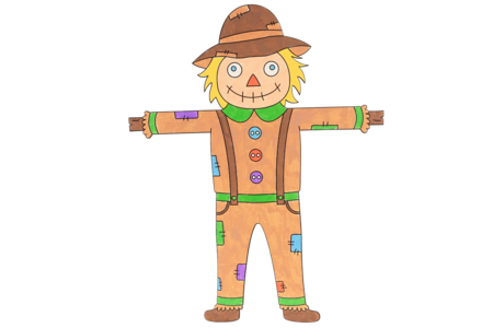 épouvantail en carte forte à colorier - Décorations d'Automne – 10doigts.fr