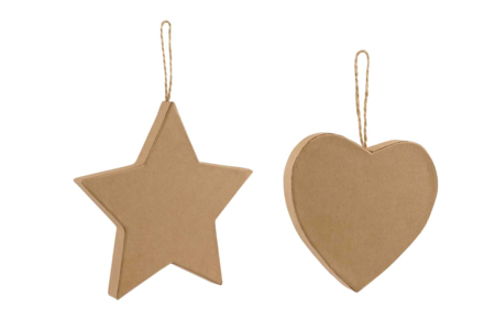 etoile et coeur en carton épais - Guirlandes et suspensions Noël – 10doigts.fr