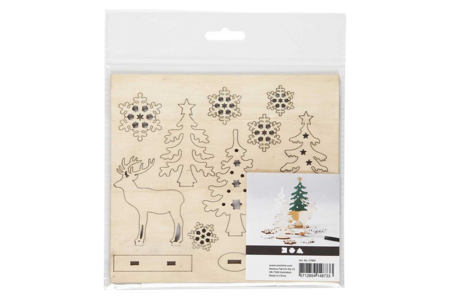 Figurines à assembler - foret cerfs - 20 x 17 cm - Déco en bois brut – 10doigts.fr