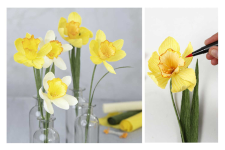 fleurs jonquille crépon - Fleurs en crépon – 10doigts.fr