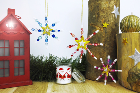 Flocons de neige en perles activité enfants noël - Activités manuelles enfants Hiver – 10doigts.fr