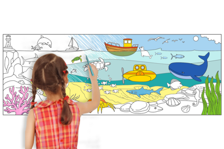 Fresque géante à colorier La Mer - Supports de Coloriages – 10doigts.fr