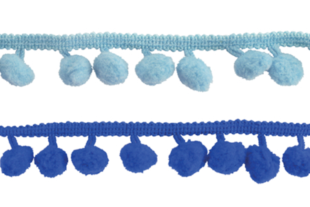 galon pompon bleu - Rubans et biais – 10doigts.fr