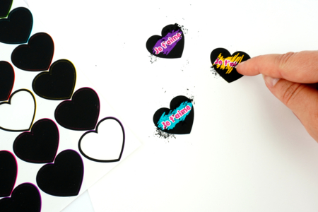 Gommettes cœur message à gratter noir - Gommettes à gratter – 10doigts.fr