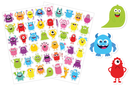 Gommettes monstres rigolos - 1 set (2 planches) - Gommettes Histoires et décors – 10doigts.fr