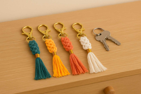 kit créatif porte-clés macramé - 6 pièces - Porte-clés – 10doigts.fr