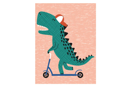 Kit diamond painting enfant, dino trotinette, 15x20 cm - Diamond Painting : Kit complet – 10doigts.fr