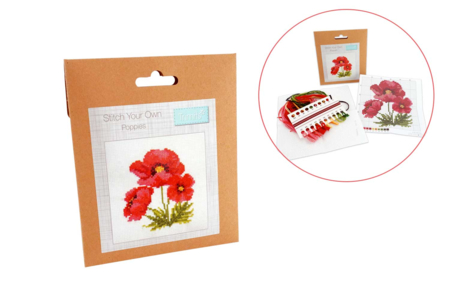 Kit points de croix : Coquelicots - Kits Mercerie – 10doigts.fr