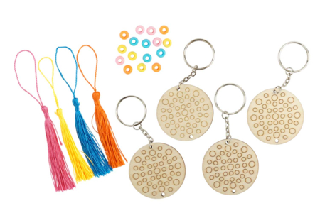 Kit porte-clés Mandalas en bois matériel - Porte-clés – 10doigts.fr