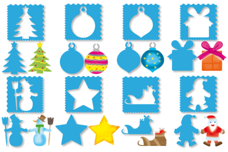 Lot 8 pochoirs + 8 tracettes NOËL  - Pochoirs fêtes – 10doigts.fr