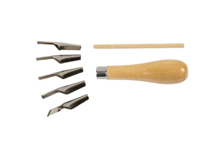 manche en bois + gouges métal - Linogravure – 10doigts.fr