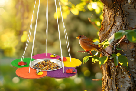 Mangeoire oiseaux a decorer - Nichoirs, mangeoires en bois – 10doigts.fr