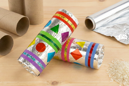 maracas riz aluminium rouleau DIY enfants - Activités d’éveil musical pour les enfants – 10doigts.fr