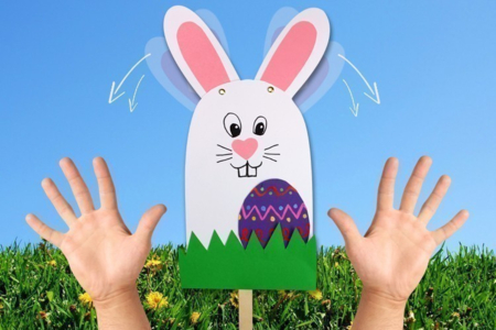 Marionnette lapin pâques - Activités manuelles DIY Pâques – 10doigts.fr