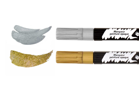 Marqueur feutre peinture métallisé or et argent - Marqueurs peinture – 10doigts.fr