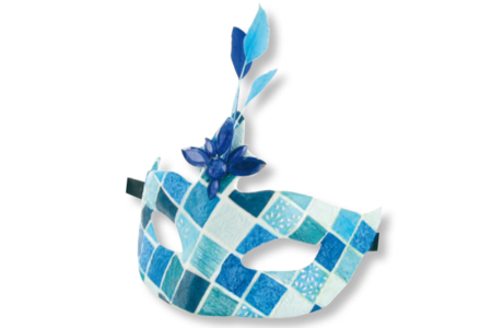  masque carreaux bleu - Masques de Carnaval – 10doigts.fr