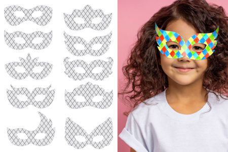 masques arlequin à colorier - Masques Créatifs – 10doigts.fr